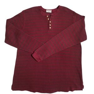 Y2k King Size Waffle Knit Men's‎ size 2XL Tall Thermal Henley Preppy Academia